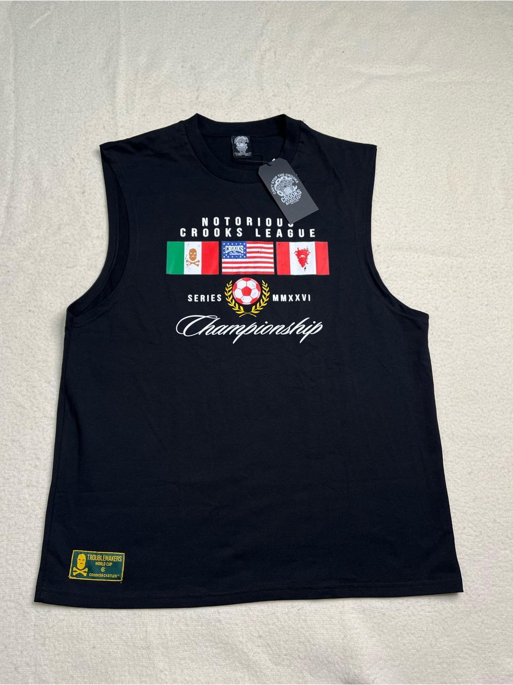 NWT New Crooks & Castles FIFA World Cup 2026 Black Tank Top Mens XL Jersey Vtg